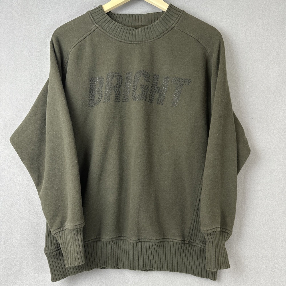 Aerie Down to Earth Bright Graphic Oversized Pullover Sweatshirt Green XS
